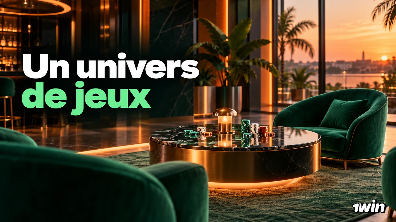 Salon vert et doré avec des jetons sur une table basse