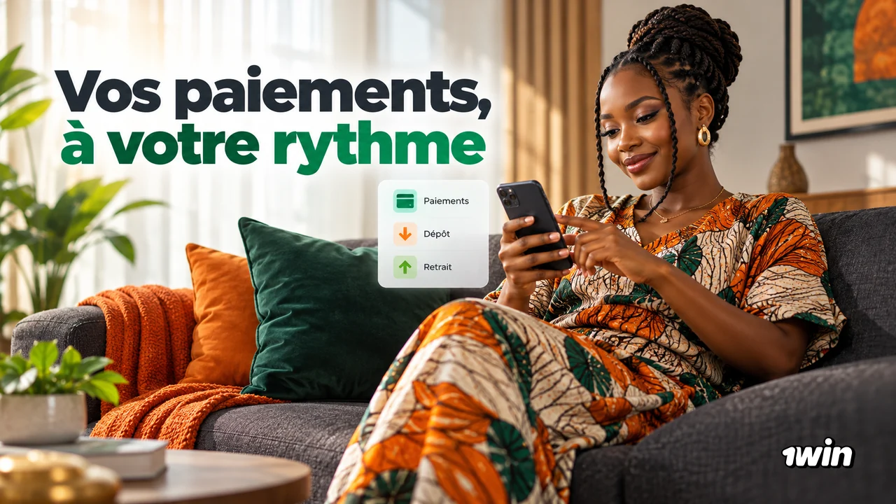 Femme consultant ses paiements sur un téléphone depuis un canapé.